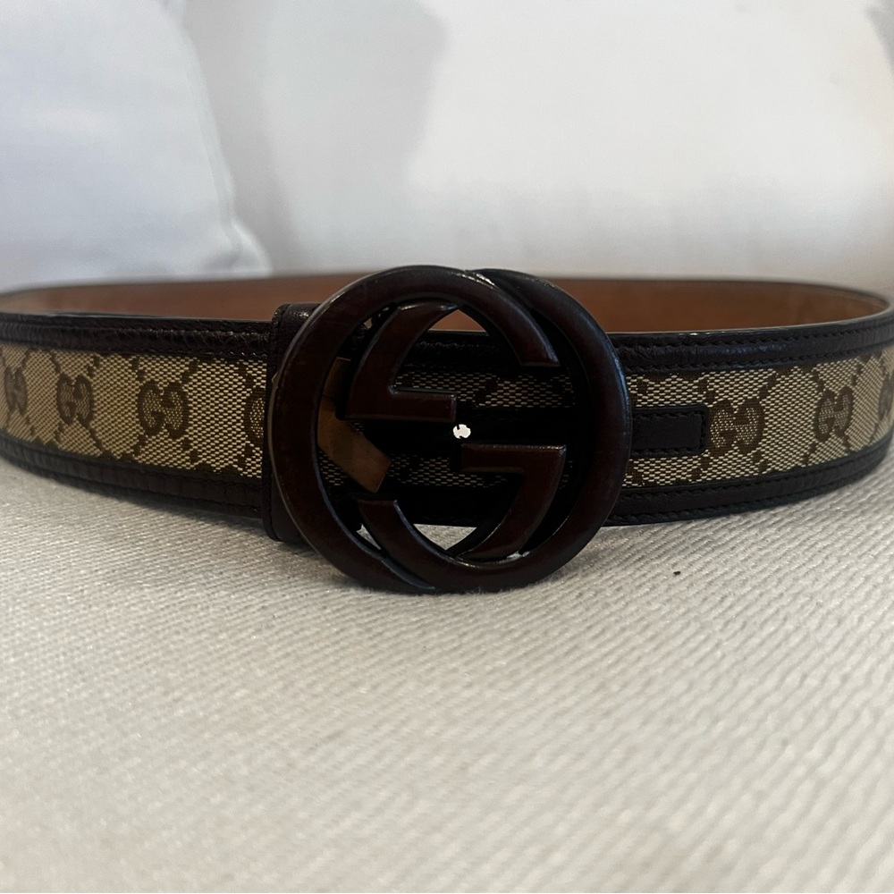 Gucci GG Supreme Canvas Belt with brown Double G Buckle